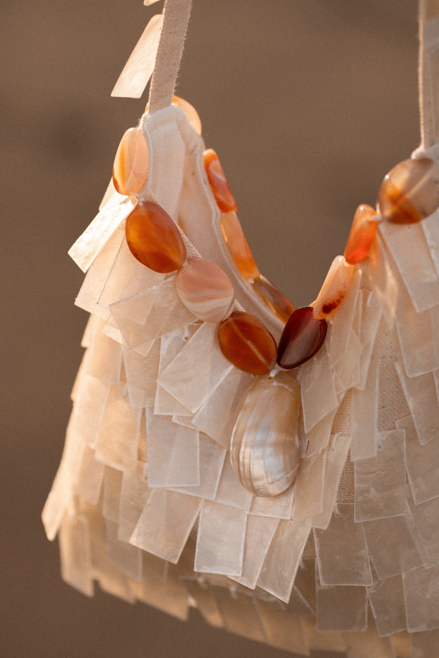 Maria - Rectangular seashell & stone handbag